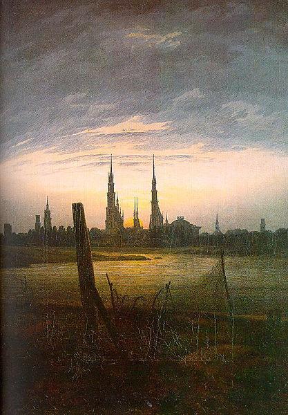 Caspar David Friedrich City at Moonrise Germany oil painting art